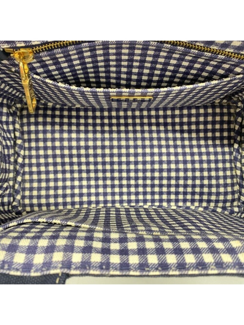 Prada Tote Canapa Canvas Navy Gold - Picture 4 of 10